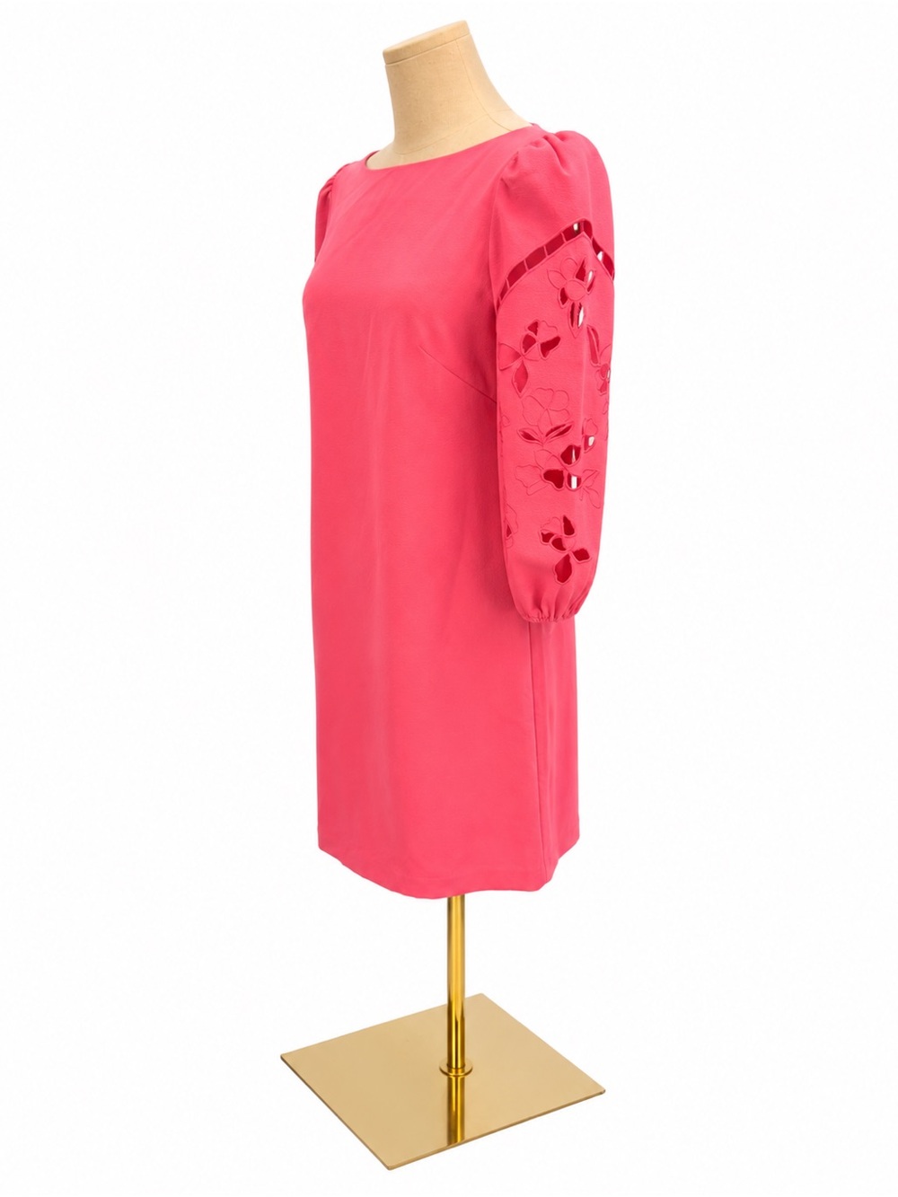 Vince Camuto Coral Pink Floral Cutout Puff-Sleeve Shift Dress Size 4